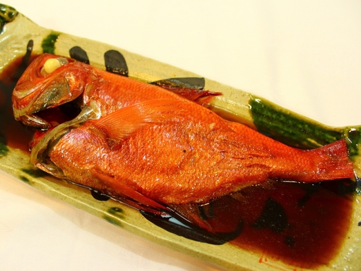 【銚子釣り金目鯛姿煮大好きプラン】金目鯛姿煮２名に１尾、刺身盛付き、千葉県産豚肉料理